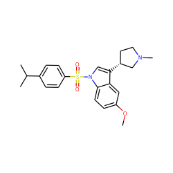 COc1ccc2c(c1)c([C@@H]1CCN(C)C1)cn2S(=O)(=O)c1ccc(C(C)C)cc1 ZINC000072176898