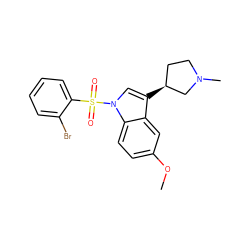 COc1ccc2c(c1)c([C@H]1CCN(C)C1)cn2S(=O)(=O)c1ccccc1Br ZINC000072176896