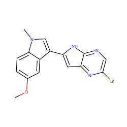 COc1ccc2c(c1)c(-c1cc3nc(Br)cnc3[nH]1)cn2C ZINC000063540286