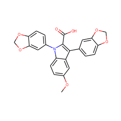 COc1ccc2c(c1)c(-c1ccc3c(c1)OCO3)c(C(=O)O)n2-c1ccc2c(c1)OCO2 ZINC000026007762