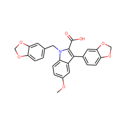 COc1ccc2c(c1)c(-c1ccc3c(c1)OCO3)c(C(=O)O)n2Cc1ccc2c(c1)OCO2 ZINC000026010386