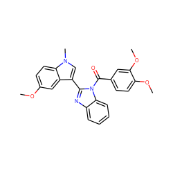 COc1ccc2c(c1)c(-c1nc3ccccc3n1C(=O)c1ccc(OC)c(OC)c1)cn2C ZINC000473105958