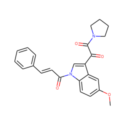 COc1ccc2c(c1)c(C(=O)C(=O)N1CCCC1)cn2C(=O)/C=C/c1ccccc1 ZINC000095588792