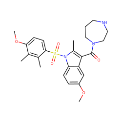 COc1ccc2c(c1)c(C(=O)N1CCCNCC1)c(C)n2S(=O)(=O)c1ccc(OC)c(C)c1C ZINC000071331752