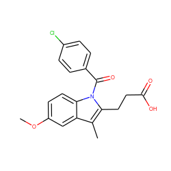 COc1ccc2c(c1)c(C)c(CCC(=O)O)n2C(=O)c1ccc(Cl)cc1 ZINC000095584817