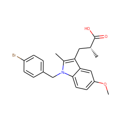 COc1ccc2c(c1)c(C[C@@H](C)C(=O)O)c(C)n2Cc1ccc(Br)cc1 ZINC000027762962