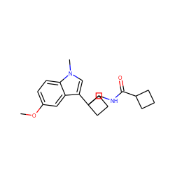 COc1ccc2c(c1)c(C1(CNC(=O)C3CCC3)CCC1)cn2C ZINC000035949652