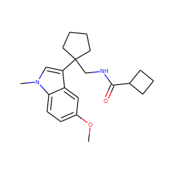 COc1ccc2c(c1)c(C1(CNC(=O)C3CCC3)CCCC1)cn2C ZINC000036188153