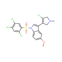 COc1ccc2c(c1)c(C1=C(Cl)CN(C)C1)cn2S(=O)(=O)c1cc(Cl)c(Cl)cc1Cl ZINC000034534470