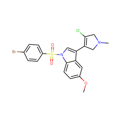 COc1ccc2c(c1)c(C1=C(Cl)CN(C)C1)cn2S(=O)(=O)c1ccc(Br)cc1 ZINC000072176642