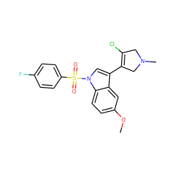 COc1ccc2c(c1)c(C1=C(Cl)CN(C)C1)cn2S(=O)(=O)c1ccc(F)cc1 ZINC000072177896