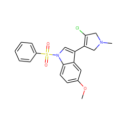 COc1ccc2c(c1)c(C1=C(Cl)CN(C)C1)cn2S(=O)(=O)c1ccccc1 ZINC000072176905