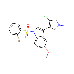 COc1ccc2c(c1)c(C1=C(Cl)CN(C)C1)cn2S(=O)(=O)c1ccccc1Br ZINC000038348274