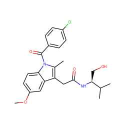 COc1ccc2c(c1)c(CC(=O)N[C@@H](CO)C(C)C)c(C)n2C(=O)c1ccc(Cl)cc1 ZINC000013441198