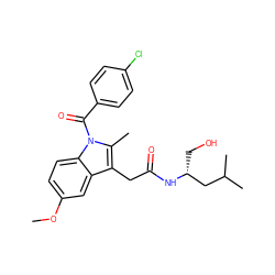 COc1ccc2c(c1)c(CC(=O)N[C@H](CO)CC(C)C)c(C)n2C(=O)c1ccc(Cl)cc1 ZINC000013441204