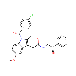 COc1ccc2c(c1)c(CC(=O)NC[C@@H](O)c1ccccc1)c(C)n2C(=O)c1ccc(Cl)cc1 ZINC000013441228