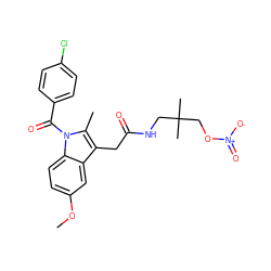 COc1ccc2c(c1)c(CC(=O)NCC(C)(C)CO[N+](=O)[O-])c(C)n2C(=O)c1ccc(Cl)cc1 ZINC000028862791