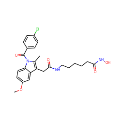 COc1ccc2c(c1)c(CC(=O)NCCCCCC(=O)NO)c(C)n2C(=O)c1ccc(Cl)cc1 ZINC001772645532