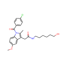 COc1ccc2c(c1)c(CC(=O)NCCCCCCO)c(C)n2C(=O)c1ccc(Cl)cc1 ZINC000013441188