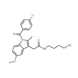 COc1ccc2c(c1)c(CC(=O)NCCCCO)c(C)n2C(=O)c1ccc(Cl)cc1 ZINC000013441184