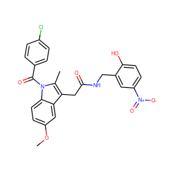 COc1ccc2c(c1)c(CC(=O)NCc1cc([N+](=O)[O-])ccc1O)c(C)n2C(=O)c1ccc(Cl)cc1 ZINC000012924003