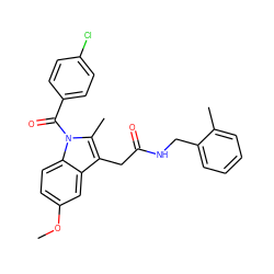 COc1ccc2c(c1)c(CC(=O)NCc1ccccc1C)c(C)n2C(=O)c1ccc(Cl)cc1 ZINC000013809387