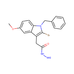 COc1ccc2c(c1)c(CC(=O)NN)c(Br)n2Cc1ccccc1 ZINC000013445893