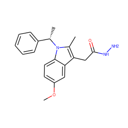 COc1ccc2c(c1)c(CC(=O)NN)c(C)n2[C@@H](C)c1ccccc1 ZINC000013445927