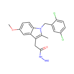 COc1ccc2c(c1)c(CC(=O)NN)c(C)n2Cc1cc(Cl)ccc1Cl ZINC000013445951