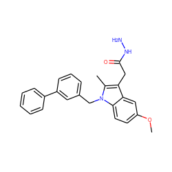 COc1ccc2c(c1)c(CC(=O)NN)c(C)n2Cc1cccc(-c2ccccc2)c1 ZINC000013445876