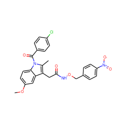 COc1ccc2c(c1)c(CC(=O)NOCc1ccc([N+](=O)[O-])cc1)c(C)n2C(=O)c1ccc(Cl)cc1 ZINC000013809423