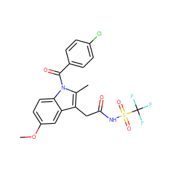 COc1ccc2c(c1)c(CC(=O)NS(=O)(=O)C(F)(F)F)c(C)n2C(=O)c1ccc(Cl)cc1 ZINC000095581075