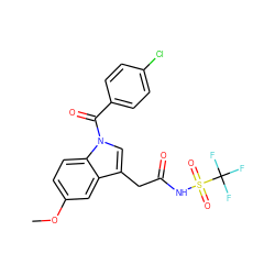 COc1ccc2c(c1)c(CC(=O)NS(=O)(=O)C(F)(F)F)cn2C(=O)c1ccc(Cl)cc1 ZINC000095584463