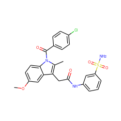 COc1ccc2c(c1)c(CC(=O)Nc1cccc(S(N)(=O)=O)c1)c(C)n2C(=O)c1ccc(Cl)cc1 ZINC000012275436