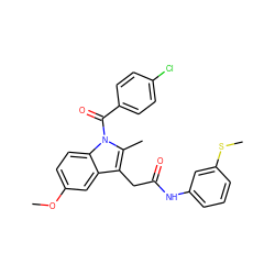 COc1ccc2c(c1)c(CC(=O)Nc1cccc(SC)c1)c(C)n2C(=O)c1ccc(Cl)cc1 ZINC000013000971