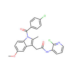 COc1ccc2c(c1)c(CC(=O)Nc1cccnc1Cl)c(C)n2C(=O)c1ccc(Cl)cc1 ZINC000013809415