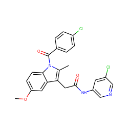 COc1ccc2c(c1)c(CC(=O)Nc1cncc(Cl)c1)c(C)n2C(=O)c1ccc(Cl)cc1 ZINC000013809413