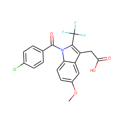 COc1ccc2c(c1)c(CC(=O)O)c(C(F)(F)F)n2C(=O)c1ccc(Cl)cc1 ZINC000096922560