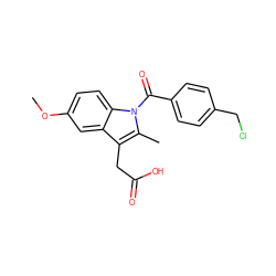 COc1ccc2c(c1)c(CC(=O)O)c(C)n2C(=O)c1ccc(CCl)cc1 ZINC000095581160