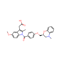 COc1ccc2c(c1)c(CC(=O)O)c(C)n2C(=O)c1ccc(OC[C@@H]2CN(C)c3ccccc3O2)cc1 ZINC000072106131