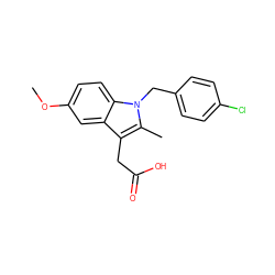 COc1ccc2c(c1)c(CC(=O)O)c(C)n2Cc1ccc(Cl)cc1 ZINC000000156826