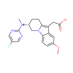 COc1ccc2c(c1)c(CC(=O)O)c1n2C[C@H](N(C)c2ncc(F)cn2)CC1 ZINC000144692568