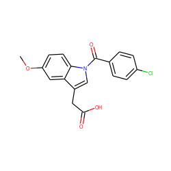 COc1ccc2c(c1)c(CC(=O)O)cn2C(=O)c1ccc(Cl)cc1 ZINC000004298622