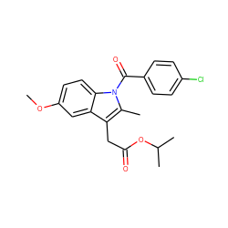 COc1ccc2c(c1)c(CC(=O)OC(C)C)c(C)n2C(=O)c1ccc(Cl)cc1 ZINC000026728179