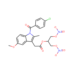 COc1ccc2c(c1)c(CC(=O)OC(CO[N+](=O)[O-])CO[N+](=O)[O-])c(C)n2C(=O)c1ccc(Cl)cc1 ZINC000044388105