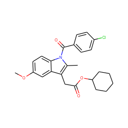 COc1ccc2c(c1)c(CC(=O)OC1CCCCC1)c(C)n2C(=O)c1ccc(Cl)cc1 ZINC000026727224