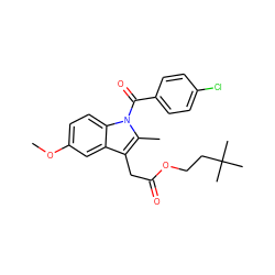 COc1ccc2c(c1)c(CC(=O)OCCC(C)(C)C)c(C)n2C(=O)c1ccc(Cl)cc1 ZINC000049087519