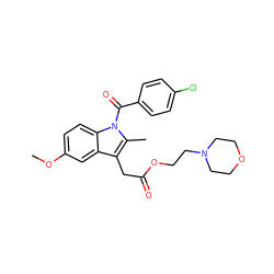 COc1ccc2c(c1)c(CC(=O)OCCN1CCOCC1)c(C)n2C(=O)c1ccc(Cl)cc1 ZINC000026718267