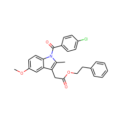 COc1ccc2c(c1)c(CC(=O)OCCc1ccccc1)c(C)n2C(=O)c1ccc(Cl)cc1 ZINC000014979657