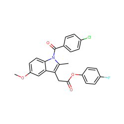 COc1ccc2c(c1)c(CC(=O)Oc1ccc(F)cc1)c(C)n2C(=O)c1ccc(Cl)cc1 ZINC000014979652